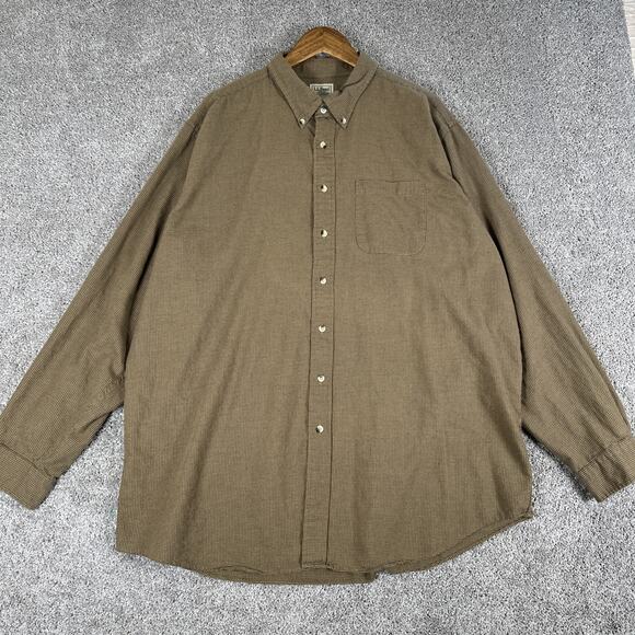 LL Bean Shirt Mens 2XLT Brown Houndstooth Wool Blend Flannel Camping Hike 0DGU4 - Picture 4 of 9